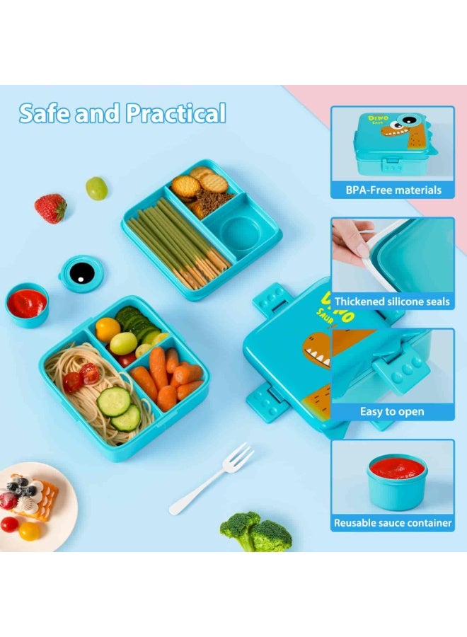أديلي علبة بنتو للأطفال بطبقتين، 6 أقسام، سعة كبيرة مانعة للتسرب، خالية من BPA، آمنة للميكروويف وغسالة الصحون، أزرق - Image 4