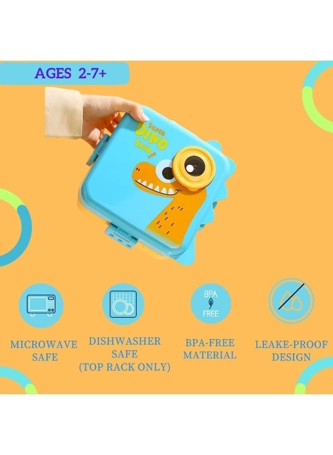 Aideli Double-Layer Kids Bento Lunch Box with 6 Compartments, Large-Capacity Leakproof BPA-Free Food Container, Durable Drop-Proof, Dishwasher & Microwave Safe – Blue - Image 3