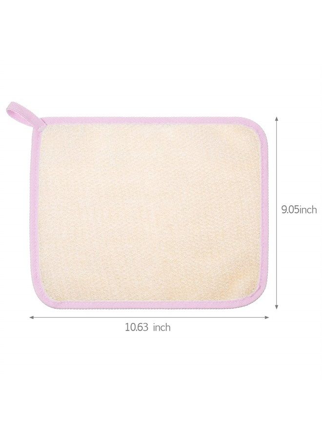 Tatuo 5 Pieces Exfoliating Face and Body Wash Cloths Towel Weave Bath Cloth Exfoliating Scrub Cloth Massage Bath Cloth for Women and Men (Pink Edge,11.81 x 11.8 Inch)