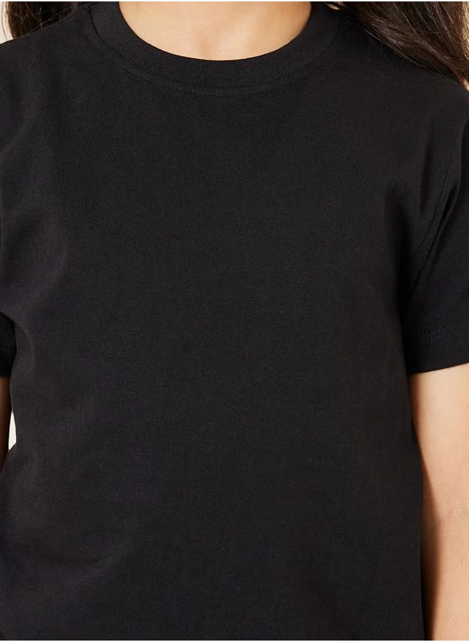 ستايلي Solid Cotton Round Neck T-Shirt