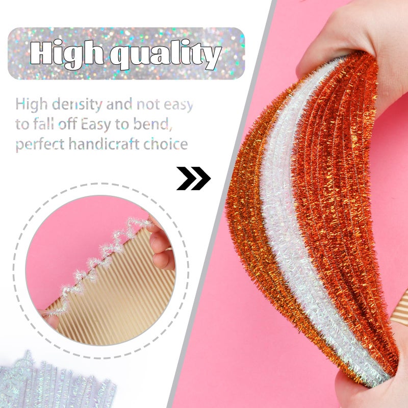 Giwrmu 100 Pieces Pipe Cleaners Chenille Stem, Glitter Laser Color Pipe Cleaners Craft, Fuzzy Sticks Craft Supplies, Colored Pipe Cleaner for Creative Handmade DIY Art Craft Project - Image 3