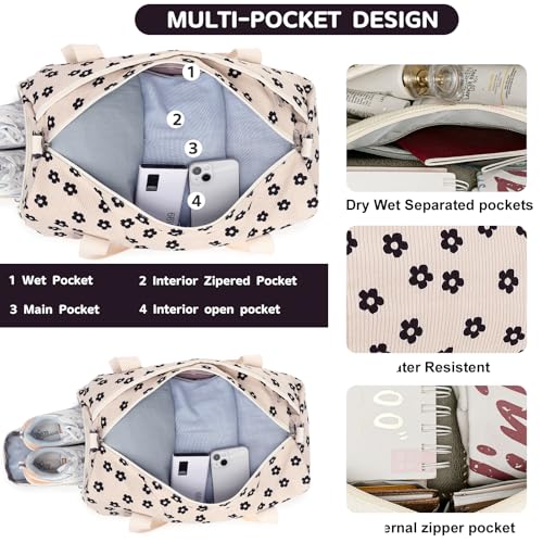 BLUBOON Duffle Bag Girls Kids Cute Gym Bag with Shoes Compartment & Wet Separation Waterproof Sports Overnight Travel Bag - Image 5
