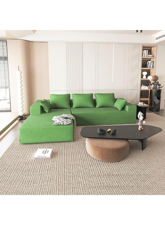 Generic Elegant 4-Seat L-Shape Sofa Set Complete with Pillows for a Stylish Living Room (Right, Green)  - Image 1