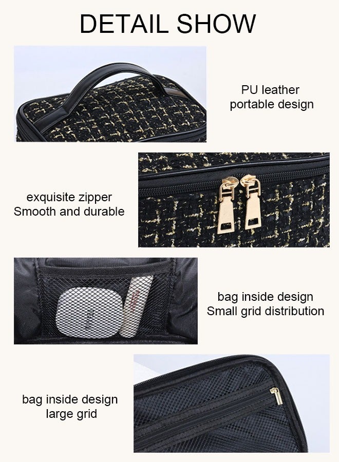 Hand Makeup Bag Travel Portable Cosmetics Black Storage Bag - Image 4