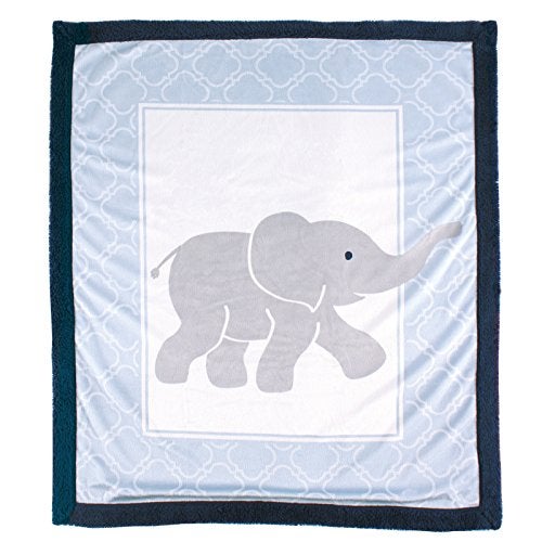 Luvable Friends Unisex Baby Plush Blanket with Sherpa Back, Blue Elephant, One Size - Image 2