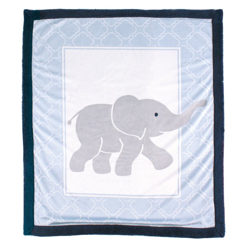 Luvable Friends Unisex Baby Plush Blanket with Sherpa Back, Blue Elephant, One Size - Image 5
