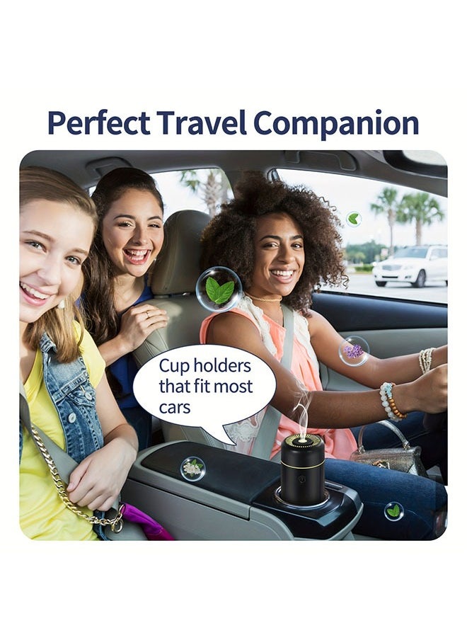 Car Diffuser USB Mini Humidifier Ultrasonic Essential Oil Diffuser Cool Mist Air Refresher for Car Office Bedroom Home (Black)