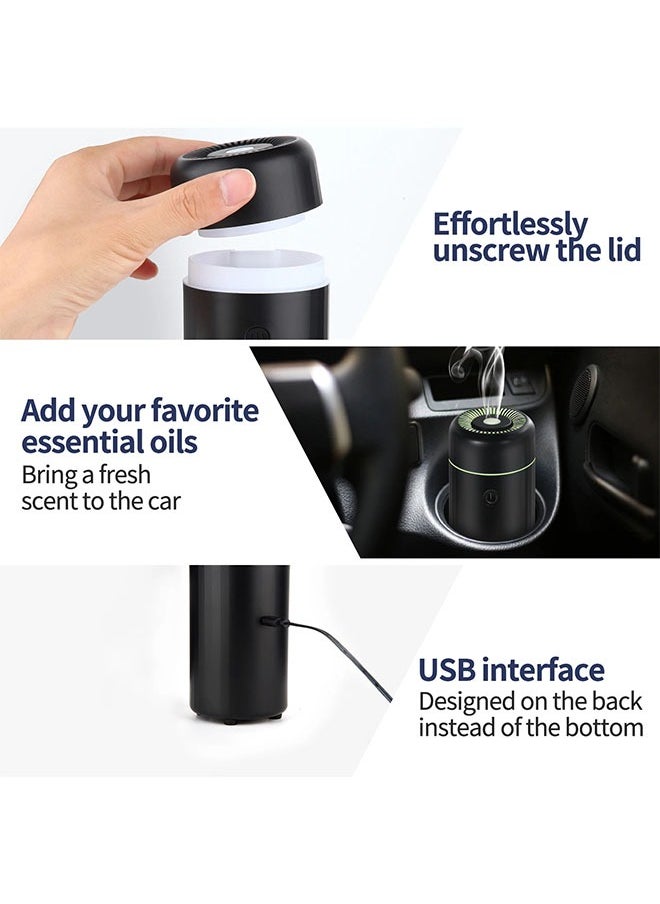 Car Diffuser USB Mini Humidifier Ultrasonic Essential Oil Diffuser Cool Mist Air Refresher for Car Office Bedroom Home (Black)