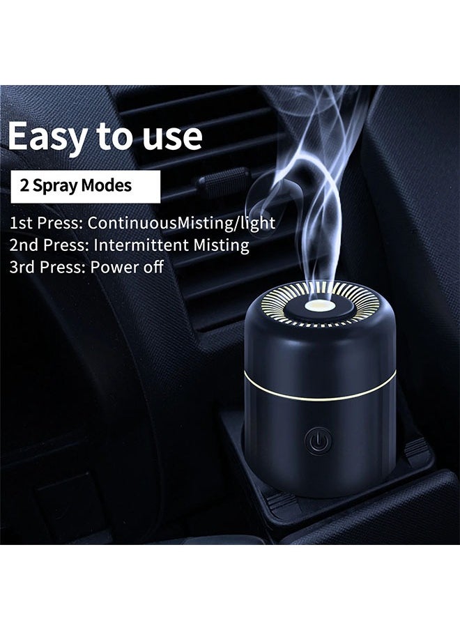 Car Diffuser USB Mini Humidifier Ultrasonic Essential Oil Diffuser Cool Mist Air Refresher for Car Office Bedroom Home (Black)