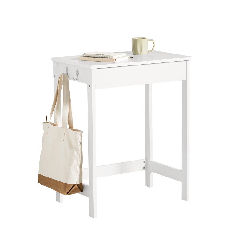 SoBuy White Small Desk with Drawers, Mini Table Computer Writing Workstation Children Teenagers Desk with Drawer and Hooks, White FWT43-W - Image 1