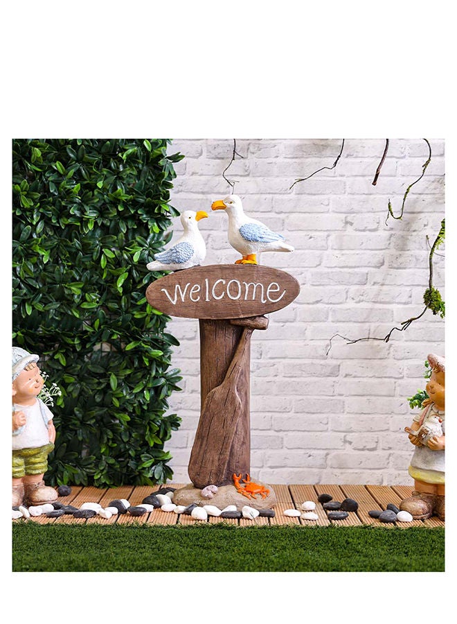 DANUBE HOME Welcome Kaolin Clay Loved Birds Outdoor Animal Design Garden Accessories Decoration Multi Color 39x25x81 cm - Image 1