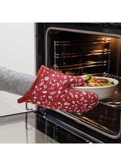 Zaboon Oven Glove, Patterned/Red  - Image 2