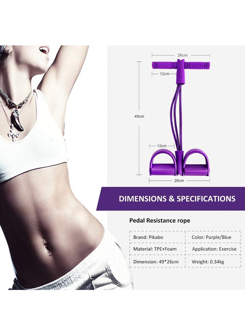 bunca Tommy Fitness Resistance Bands for Home Use 4 Tubes Natural Latex for Sit-Up Pull-Ups, Bodybuilding, Arm, Yoga Stretching and Slimming Exercises (Purple) BUNCA  - Image 1