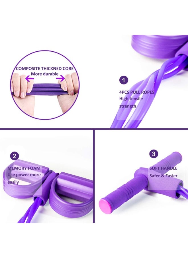 bunca Tommy Fitness Resistance Bands for Home Use 4 Tubes Natural Latex for Sit-Up Pull-Ups, Bodybuilding, Arm, Yoga Stretching and Slimming Exercises (Purple) BUNCA  - Image 4