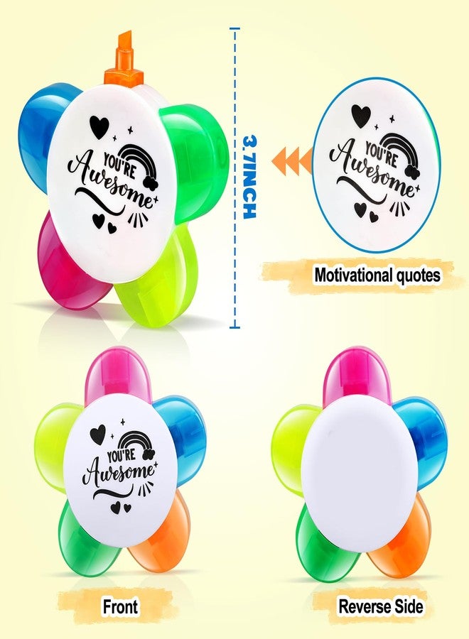 Tcevily 30 Pcs Inspirational Petals Highlighters, End of Year Students Gift Motivational Highlighter Pens 5 in 1 Fluorescent Pens Affirmation Gifts for School Graduation Party Favors (30) - Image 2