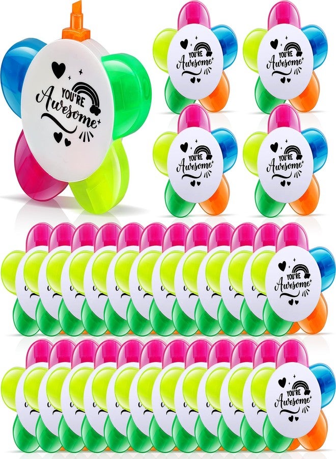 Tcevily 30 Pcs Inspirational Petals Highlighters, End of Year Students Gift Motivational Highlighter Pens 5 in 1 Fluorescent Pens Affirmation Gifts for School Graduation Party Favors (30) - Image 1