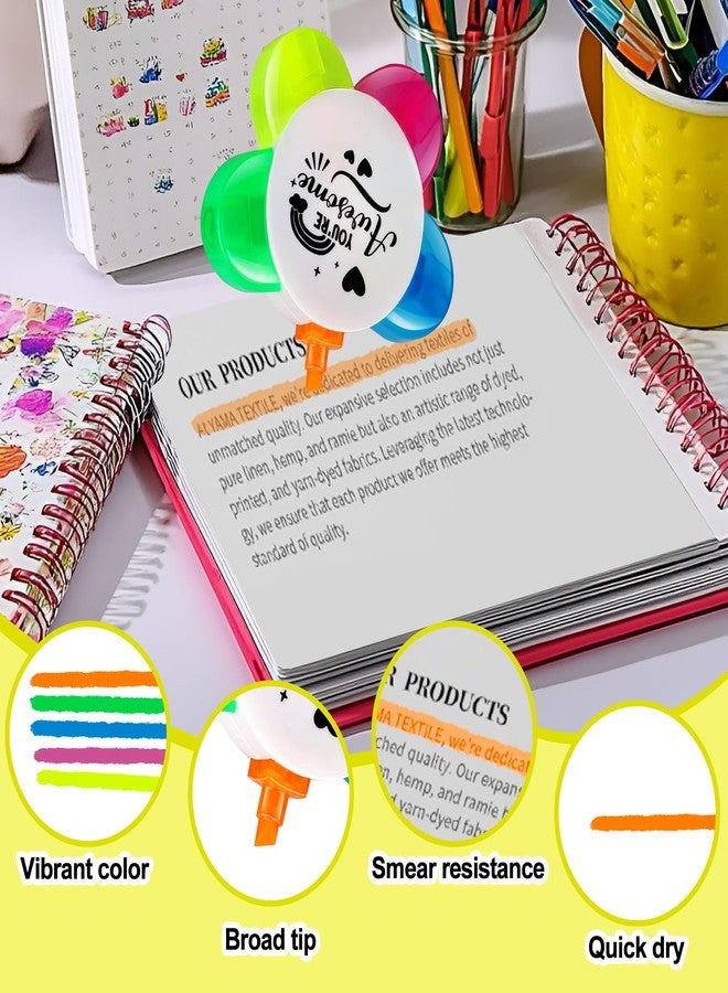 Tcevily 30 Pcs Inspirational Petals Highlighters, End of Year Students Gift Motivational Highlighter Pens 5 in 1 Fluorescent Pens Affirmation Gifts for School Graduation Party Favors (30) - Image 4