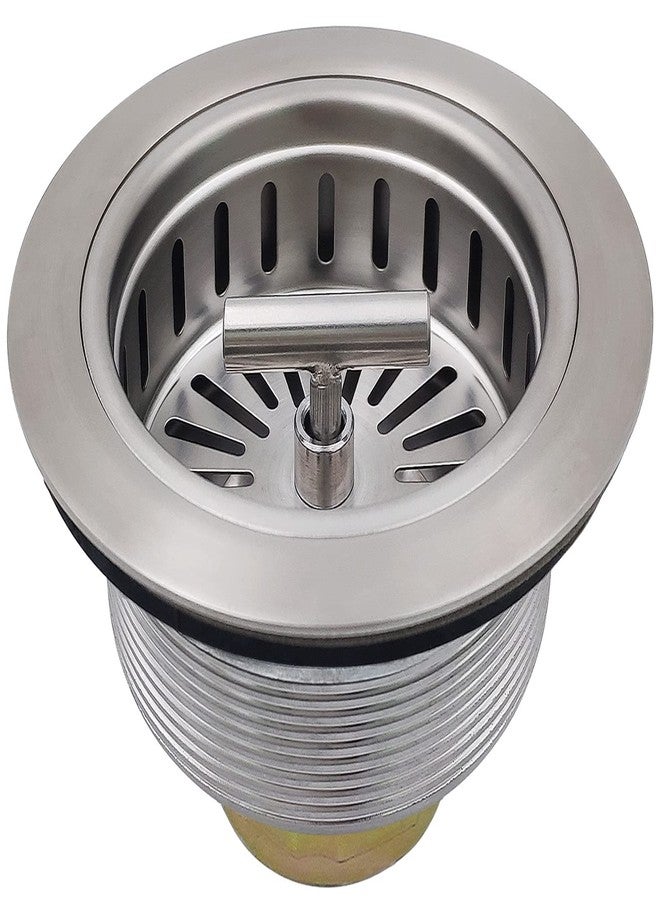EADOT 3-1/2 Inch Brushed Nickel Sink Strainers for Kitchen Sink, Stainless Steel Kitchen Sink Drain Strainer Assembly with Strainer Basket And Drain Stopper, US Standard Kitchen Sink Drain Replacement - Image 1