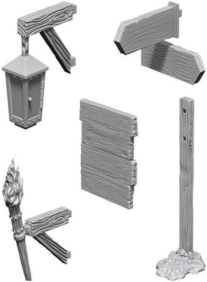 Dungeons & Dragons WizKids Deep Cuts Unpainted Miniatures Terrain: Wave 10: Signs & Lights - Image 1