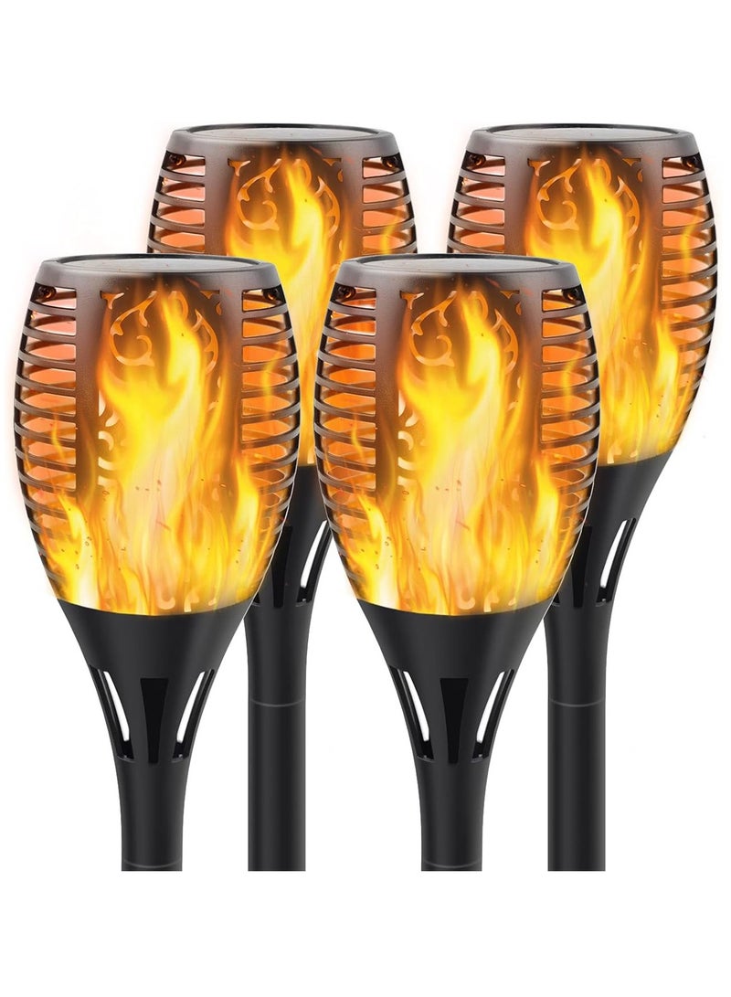 Bluejw 4-Piece Solar Torch Lights With Flickering Flame, Fire Effect Garden Light, Auto On/Off Dust To Dawn, Outdoor Waterproof Landscape Decoration, Solar Powered Security Torch Light For Patio  - Image 1