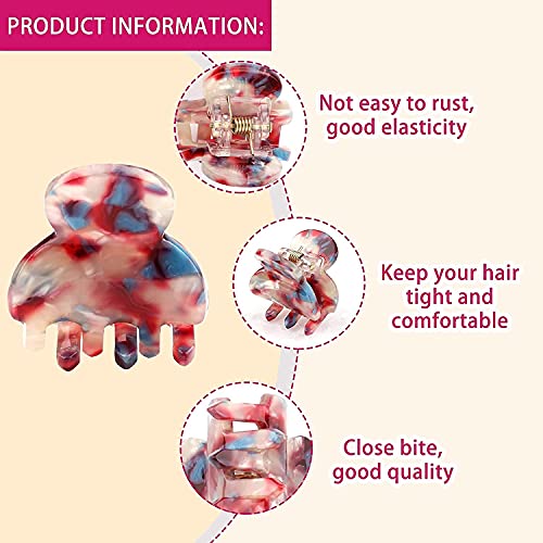 Ash  Roh Ash & Roh Multicolor Small Acrylic Hair Claw Clips For Girls And Women Marbling Hair Clips,Plastic No-Slip Grip Jaw Hair Clip Hair Jaw Clamp (Small, 12) - Image 4