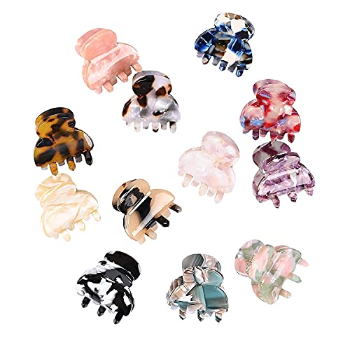 Ash  Roh Ash & Roh Multicolor Small Acrylic Hair Claw Clips For Girls And Women Marbling Hair Clips,Plastic No-Slip Grip Jaw Hair Clip Hair Jaw Clamp (Small, 12) - Image 1