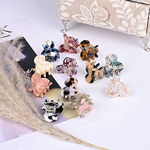 Ash  Roh Ash & Roh Multicolor Small Acrylic Hair Claw Clips For Girls And Women Marbling Hair Clips,Plastic No-Slip Grip Jaw Hair Clip Hair Jaw Clamp (Small, 12) - Image 3