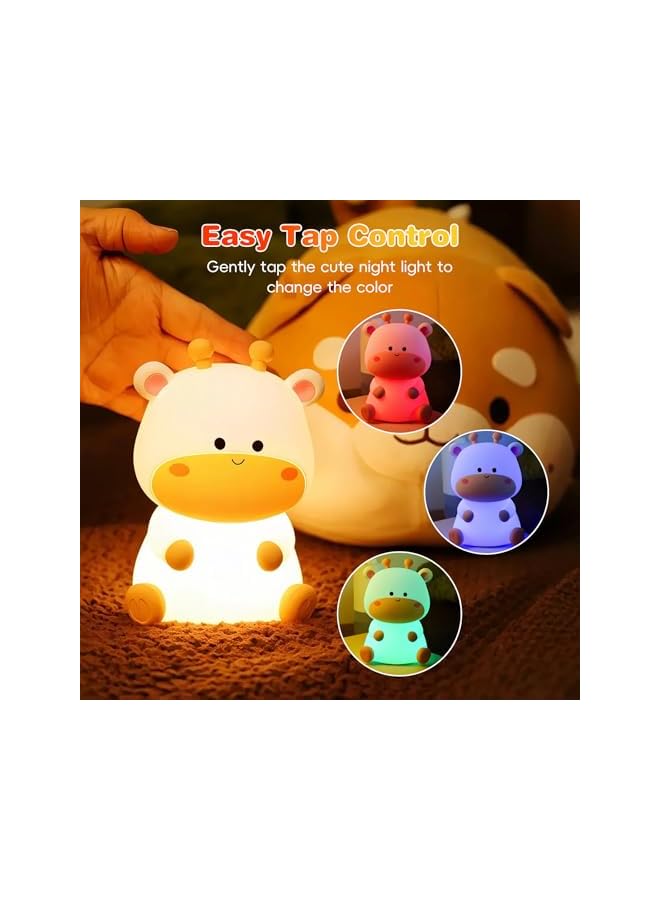 The Bros Night Light for Kids, Cute Deer Nursery Nightlight, Bedside Table Lamp Silicone Squishy Animal LED Light Eye Caring USB-C Rechargeable Baby Touch Lamp for Toddler Baby Kids Room Decor, White - Image 4