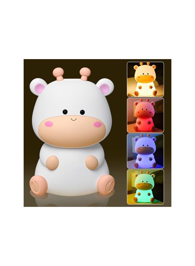 The Bros Night Light for Kids, Cute Deer Nursery Nightlight, Bedside Table Lamp Silicone Squishy Animal LED Light Eye Caring USB-C Rechargeable Baby Touch Lamp for Toddler Baby Kids Room Decor, White - Image 2