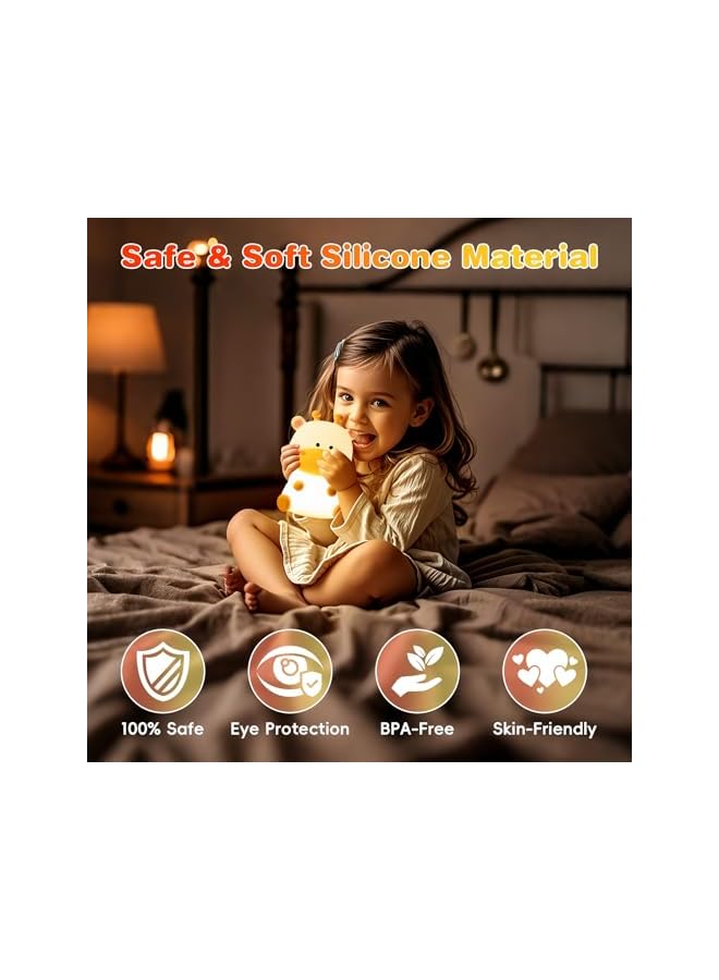 The Bros Night Light for Kids, Cute Deer Nursery Nightlight, Bedside Table Lamp Silicone Squishy Animal LED Light Eye Caring USB-C Rechargeable Baby Touch Lamp for Toddler Baby Kids Room Decor, White - Image 5