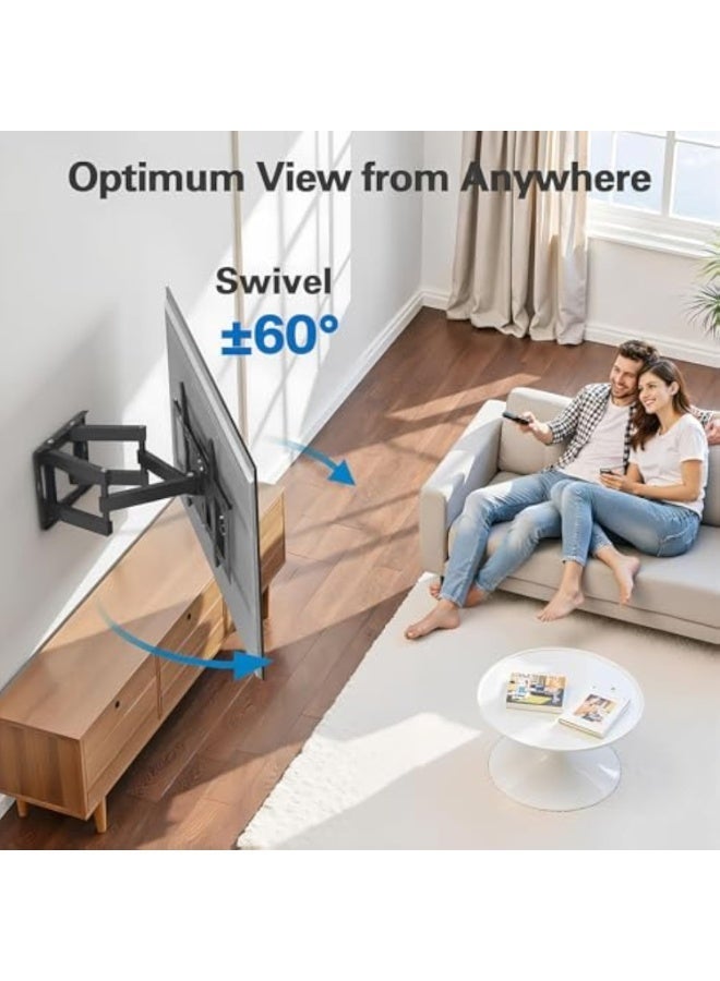 ACPLAY Full Motion TV Wall Mount for 32–85 Inch TVs, Dual Arm Swivel & Tilt Bracket, Fits VESA up to 600×400mm, Heavy Duty Wall Mount Holds 65kg/143lbs, Low Profile Articulating TV Mount - Image 4