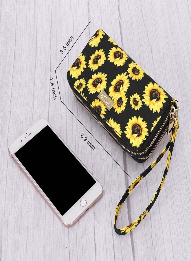 Kamo Womens Wallet Zip Around Phone Wallet Wristlet Travel Long Purse for Women Lady 6.9×3.5（Double Zipper） - Image 5