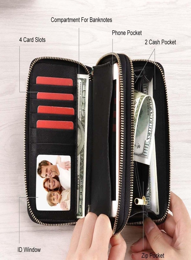 Kamo Womens Wallet Zip Around Phone Wallet Wristlet Travel Long Purse for Women Lady 6.9×3.5（Double Zipper） - Image 2