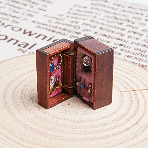 Acxico 1Pcs 1:12 Mini Miniature Wooden Jewelry Box Bedroom Accessories Mini Decor - Image 5