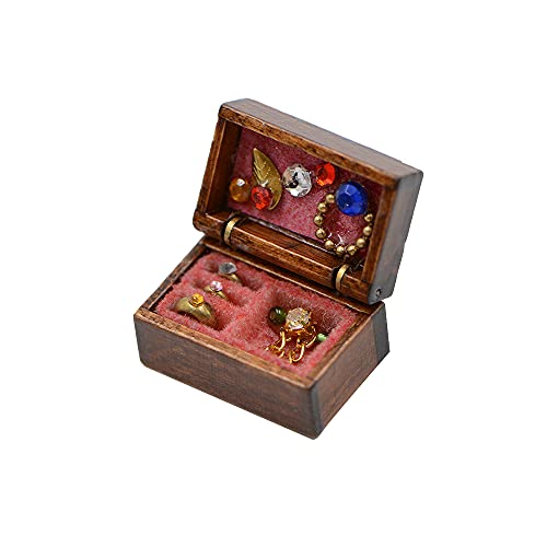 Acxico 1Pcs 1:12 Mini Miniature Wooden Jewelry Box Bedroom Accessories Mini Decor - Image 1