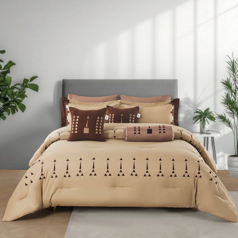 NADAV Diriyah summer double comforter brown embroidered 9Pcs - Image 2