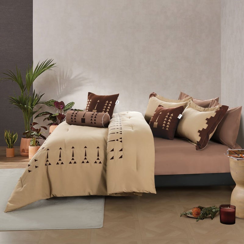 NADAV Diriyah summer double comforter brown embroidered 9Pcs - Image 3