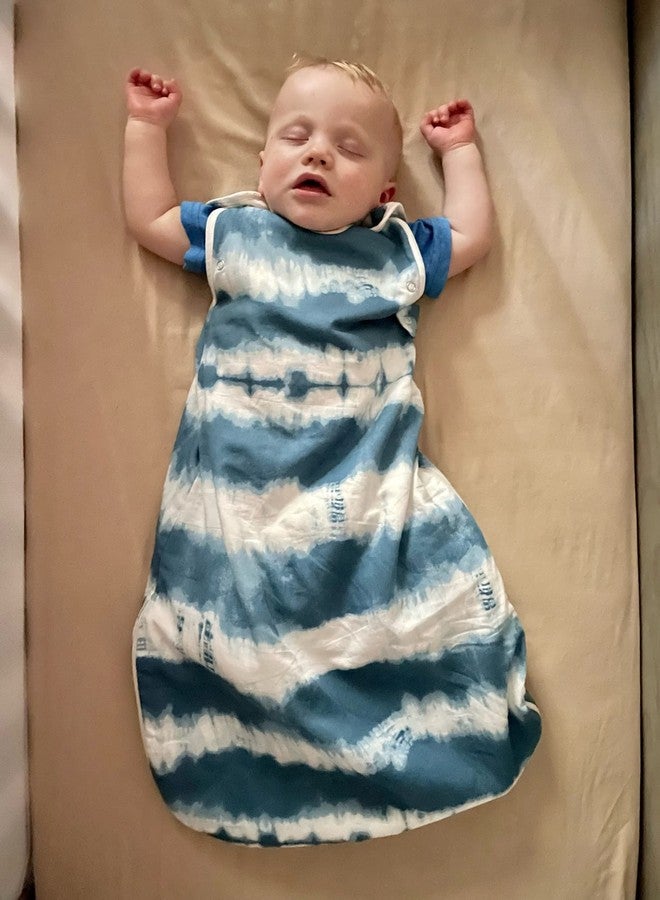 Crane Baby Wearable Blanket, Wearable Soft Cotton Baby Blanket for Boys and Girls 0-9 Months, Blue Tie-Dye, 19”w x 30”h - Image 4