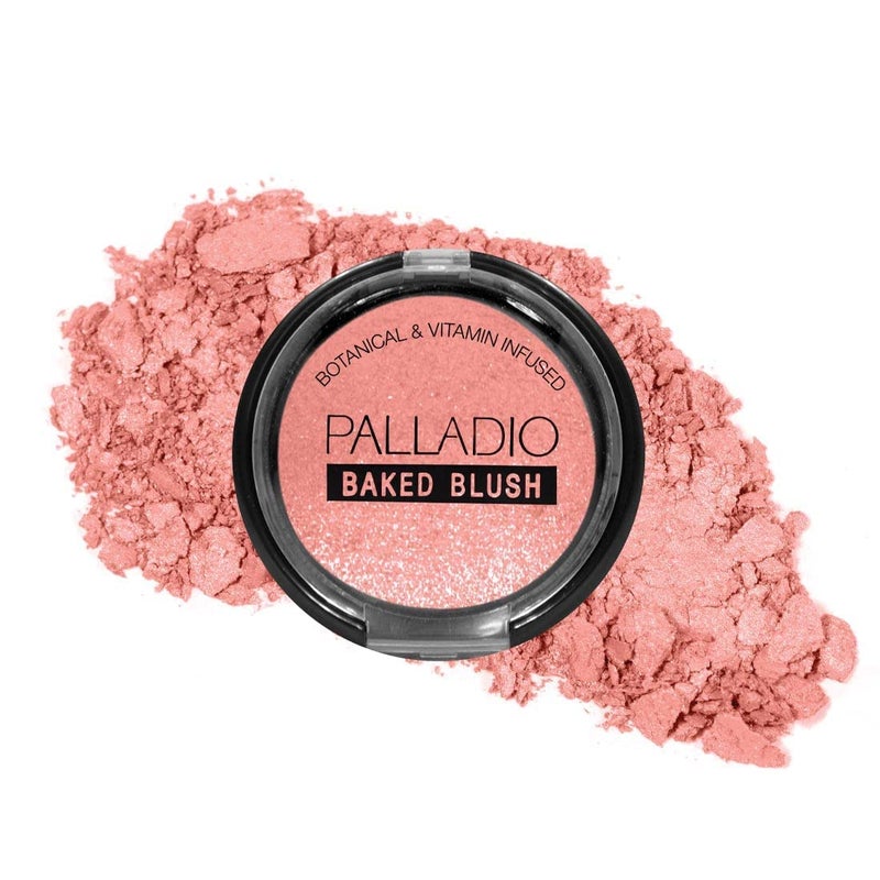 Palladio Baked Blush, Highly Pigmented Shimmery Formula, Easy to Blend and Highly Buildable, Apply Dry for a Natural Glow or Wet for a Dramatic Luminous Look, Long Lasting for All day Wear, Berry