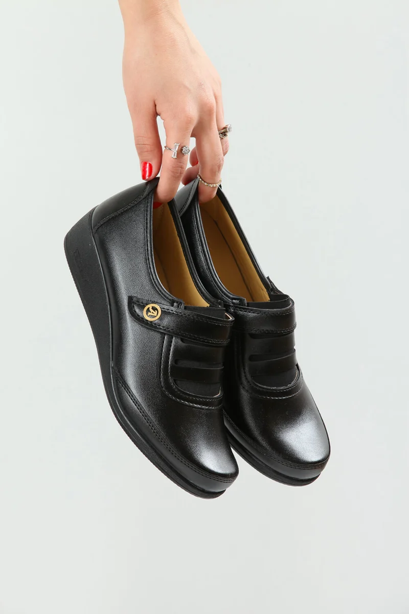 Kaof Shoes Women's Black Classic Shoes Orthopedic Mother Shoes Mother Ballerina Shoes Women's Casual Shoes Mother Shoes