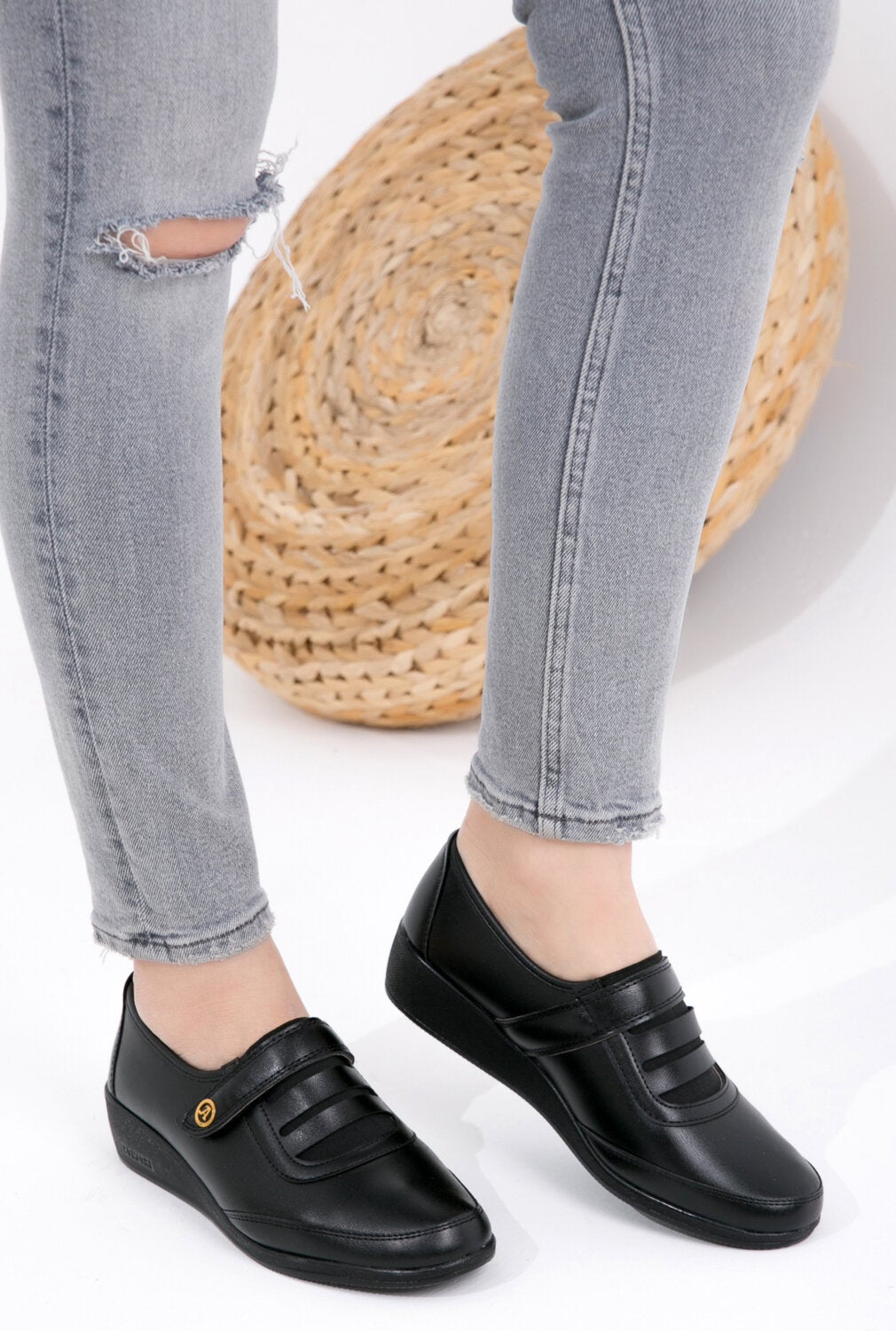 أحذية نسائية سوداء كلاسيكية طبية للأمهات أحذية بال...