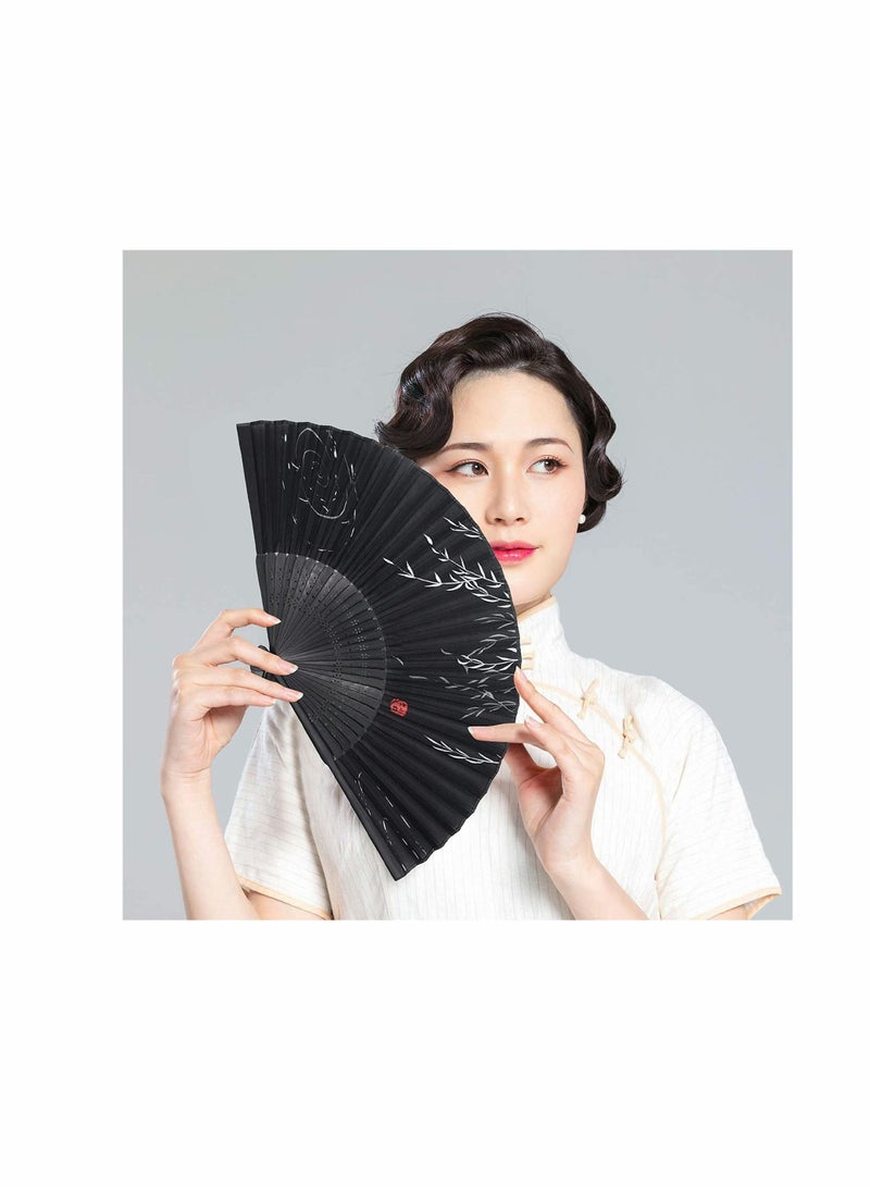 KASTWAVE Foldable Fan Handheld Fabric Bamboo Fan Vintage Style Hand Held Folding Fans for Party Wedding Dancing Decoration - Image 4