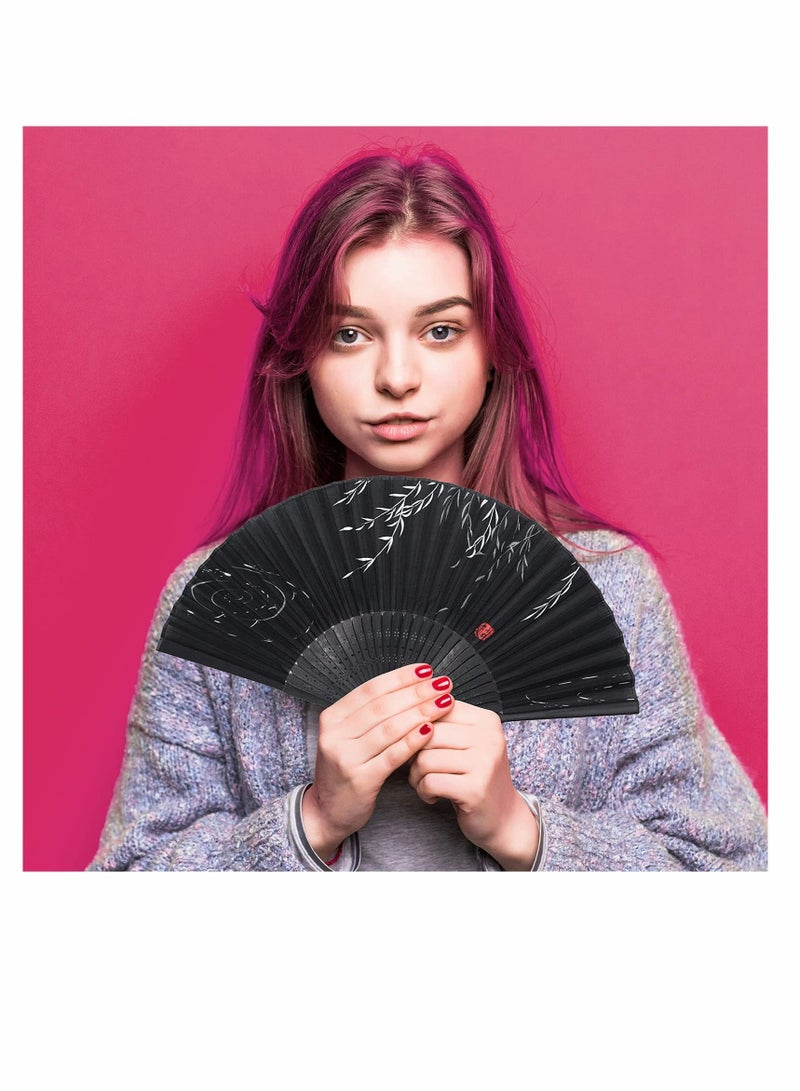 KASTWAVE Foldable Fan Handheld Fabric Bamboo Fan Vintage Style Hand Held Folding Fans for Party Wedding Dancing Decoration - Image 2