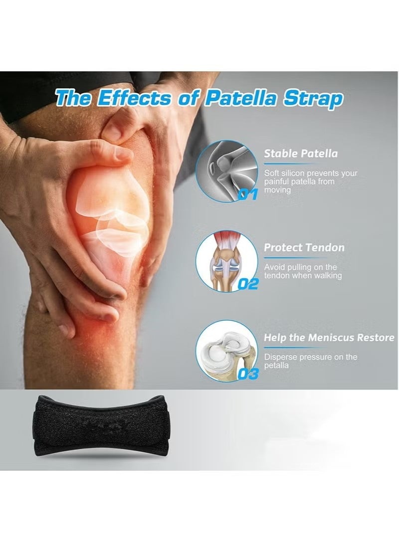 حزام الركبة القابل للتعديل، عبوتان من دعامة الرضفة لتخفيف الألم، مضاد للانزلاق، مرن للغاية وجيد التهوية، مثالي للجري والمشي لمسافات طويلة وكرة الطائرة وكرة السلة والقفز والركبة والمزيد - Image 4