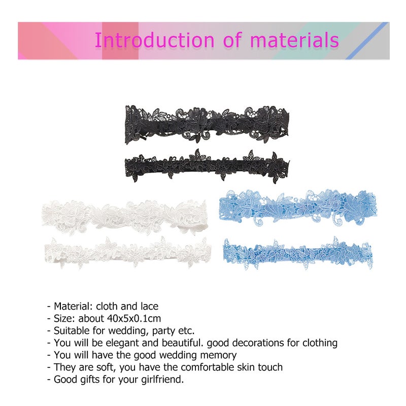 2 Pairs of Fashion Bridal Garters Beautiful Wedding Lace Flower Garters Decorative Garters for Woman(Black) - Image 4