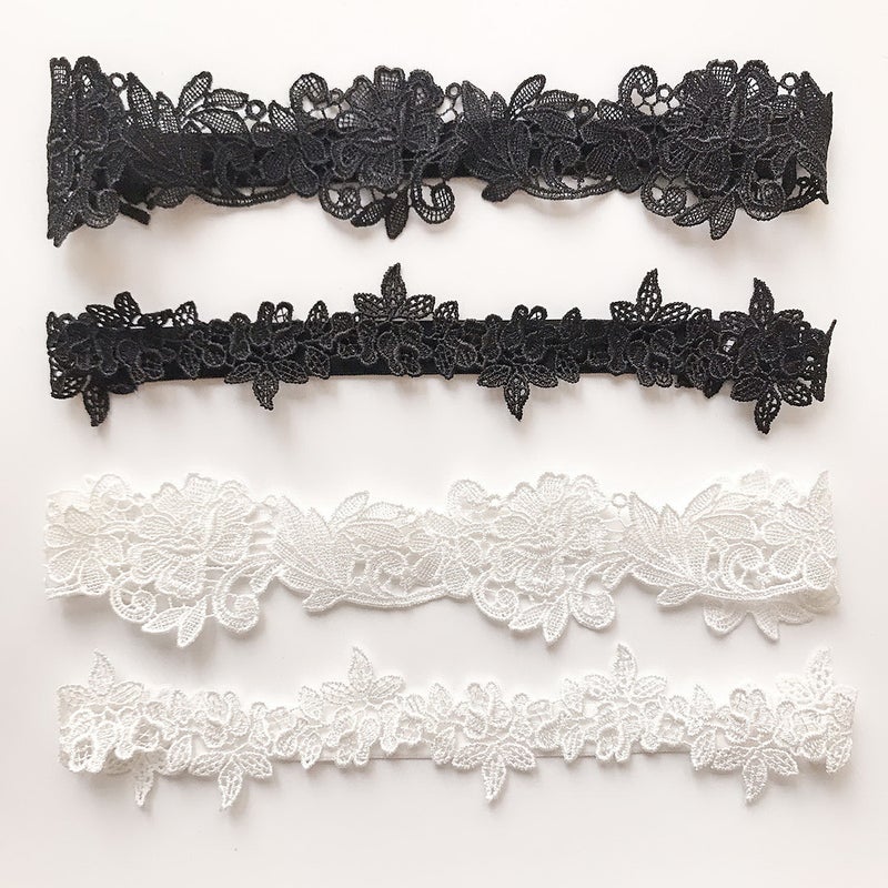 2 Pairs of Fashion Bridal Garters Beautiful Wedding Lace Flower Garters Decorative Garters for Woman(Black) - Image 2