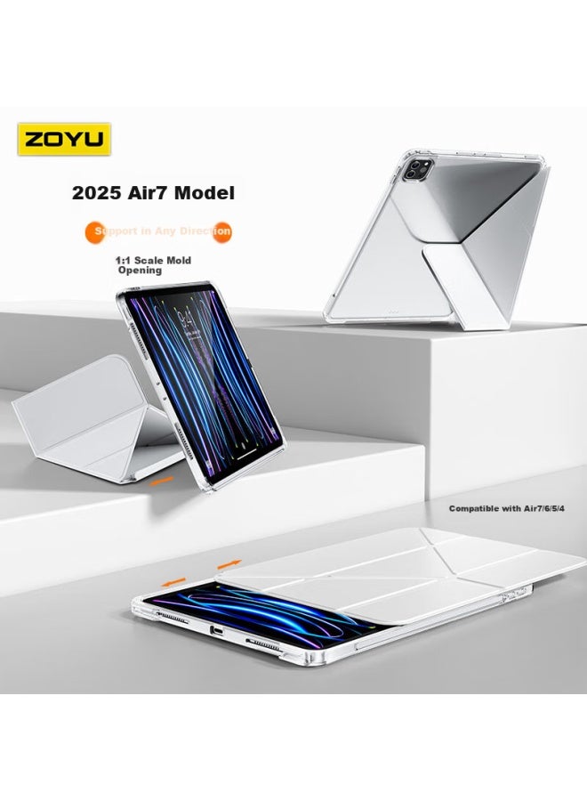 Zoyu Compatible With M3 Chip Air7/6/5/4 Case, Slim Without Slots, Free To Hold Horizontally Or Vertically, Apple Tablet Protective Cover, Apricot Gray - Image 1