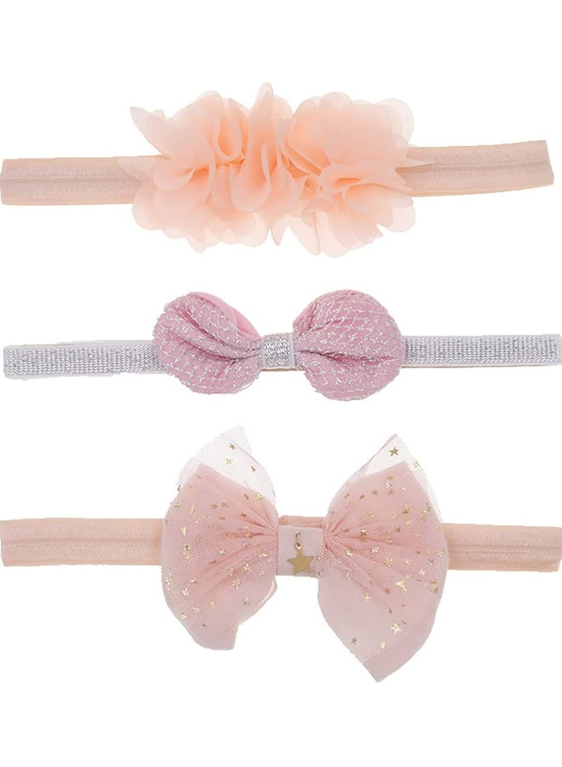 إسكدنيا 9pcs Baby Girl Headbands with Grosgrain Ribbon Faux Leather Stars, Baby Bandana Headband Bow Headband Elastic Soft Wide Headband for Baby Elastic Headband for Newborn - Image 5