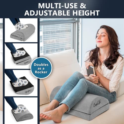 ComfiLife Foot Rest for Under Desk at Work – Adjustable Desk FootRest for Office Chair, Gaming Accessories – Ergonomic Teardrop Design for Back, Hip & Leg Pain Relief – 100% Memory Foam (Gray) - Image 5