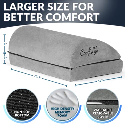 ComfiLife Foot Rest for Under Desk at Work – Adjustable Desk FootRest for Office Chair, Gaming Accessories – Ergonomic Teardrop Design for Back, Hip & Leg Pain Relief – 100% Memory Foam (Gray) - Image 4